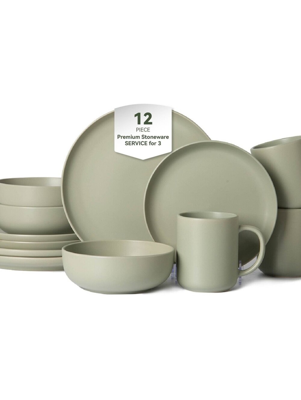 12-Piece Stoneware Dinnerware Sets with Mugs | Microwave & Dishwasher Safe